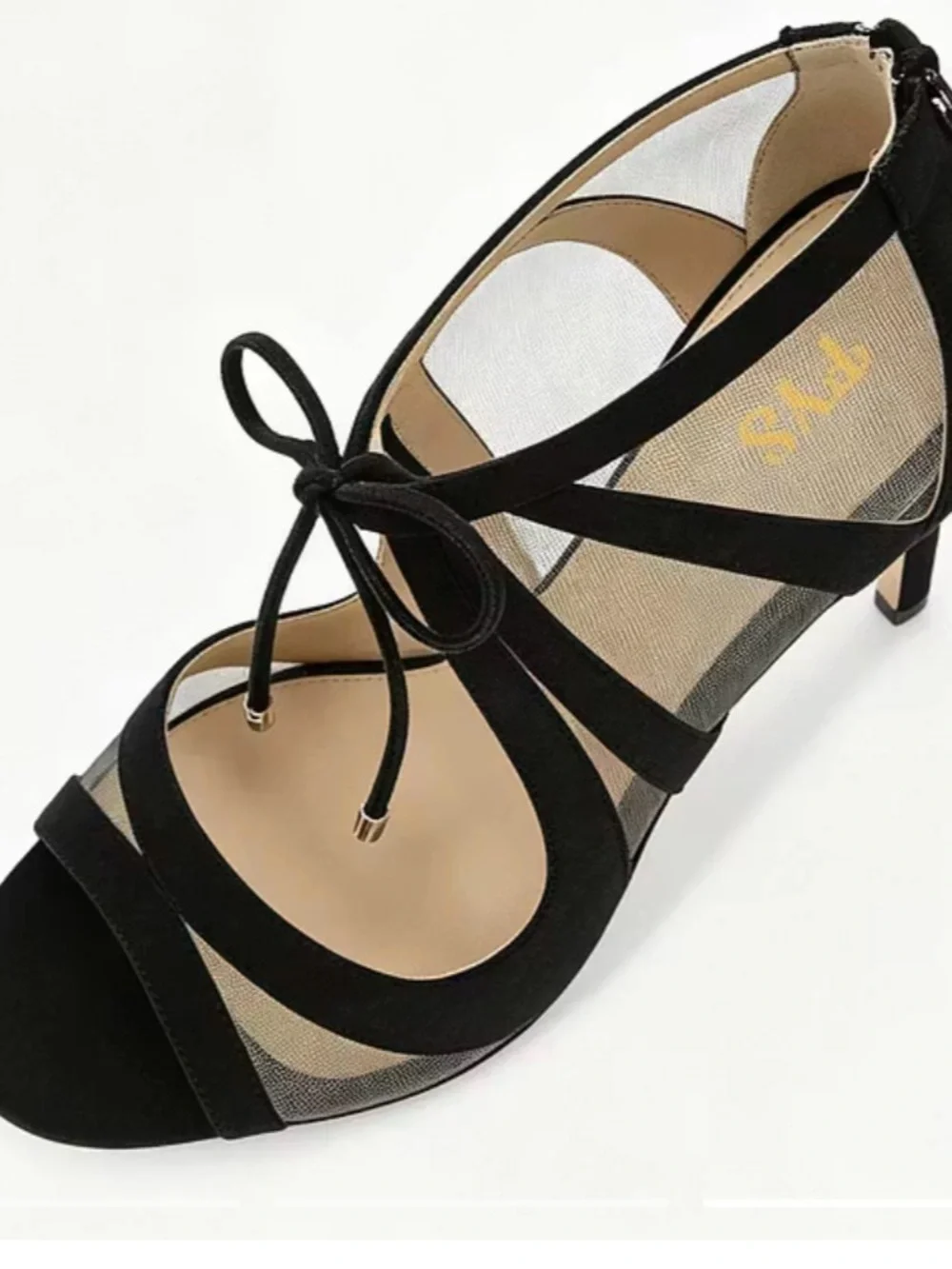 Nina New York Black Lace-Up Mesh High Heel Sandals Size 9M
